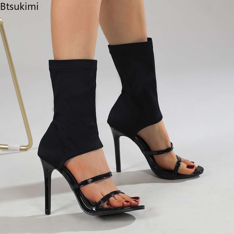 Botas elásticas sexys de tacón - Street Fashion Outfit reseña y precio