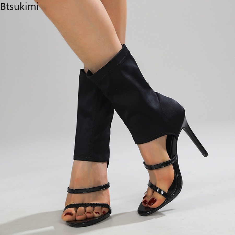 Botas elásticas sexys de tacón - Street Fashion Outfit reseña y precio